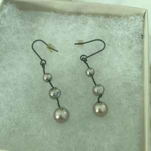 Three Pearl Drop Earrings